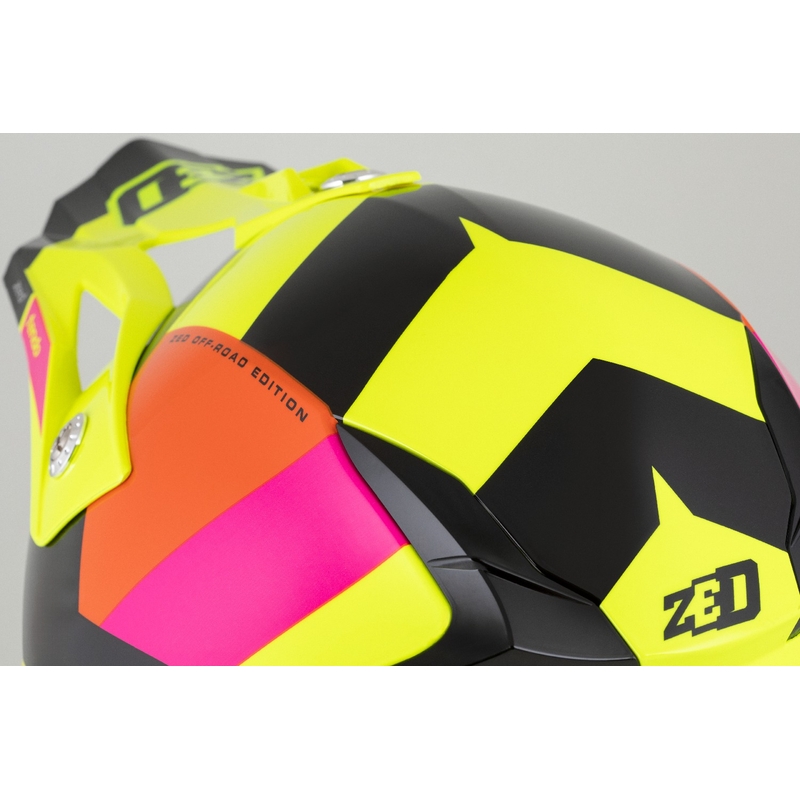 Kinder-Motocross-Helm ZED X1.9 Tendo fluo gelb-rosa-orange-schwarz