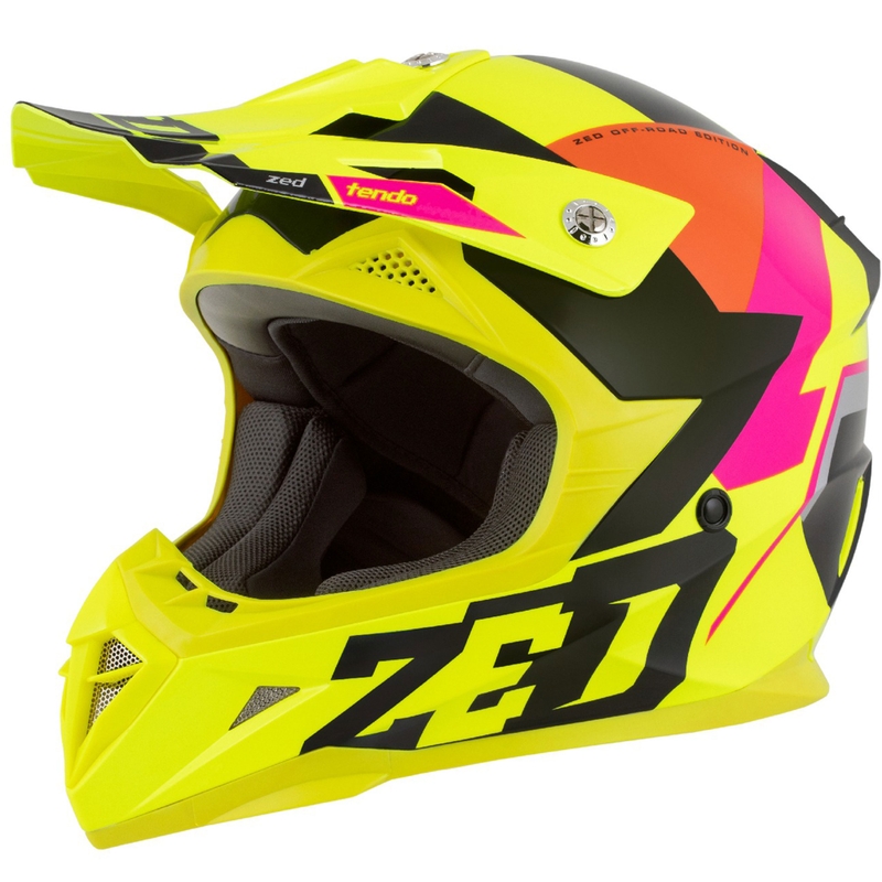 Kinder-Motocross-Helm ZED X1.9 Tendo fluo gelb-rosa-orange-schwarz