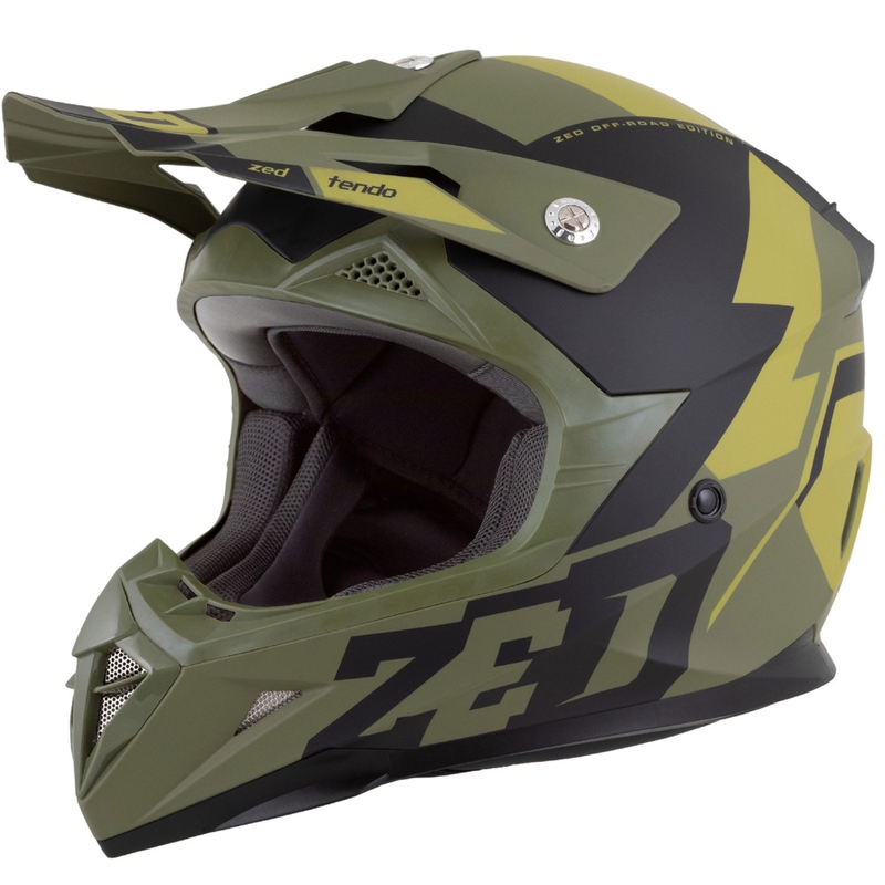 Kinder-Motocross-Helm ZED X1.9 Tendo dunkelgrün-hellgrün