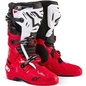 Alpinestars Tech 10 Enduro Motorradstiefel rot-schwarz-weiß