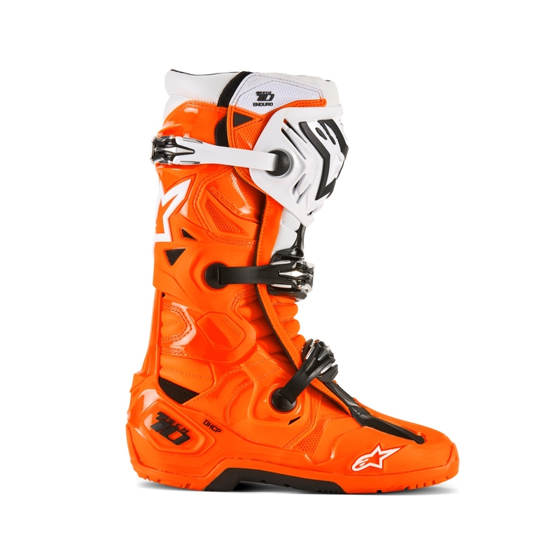 Motorradstiefel Alpinestars Tech 10 Enduro fluo orange-schwarz-weiß