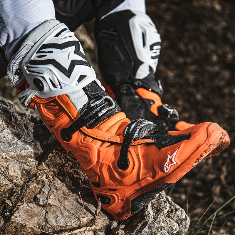 Motorradstiefel Alpinestars Tech 10 Enduro fluo orange-schwarz-weiß