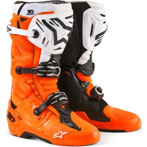 Motorradstiefel Alpinestars Tech 10 Enduro fluo orange-schwarz-weiß