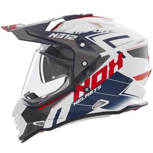 Enduro-Motorradhelm NOX N312 Vapor weiß-schwarz-blau