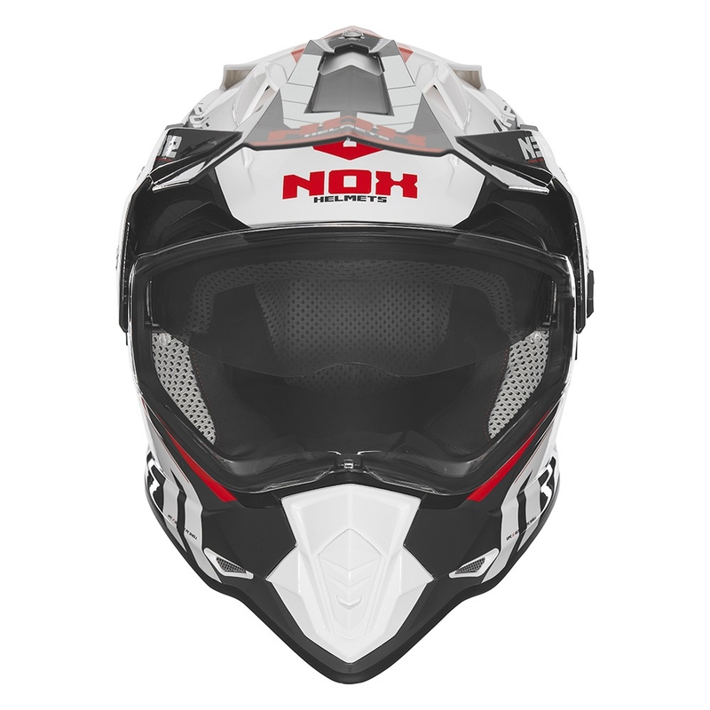 Enduro-Motorradhelm NOX N312 Vapor weiß-schwarz-rot