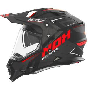 Enduro-Motorradhelm NOX N312 Vapor mattschwarz-rot