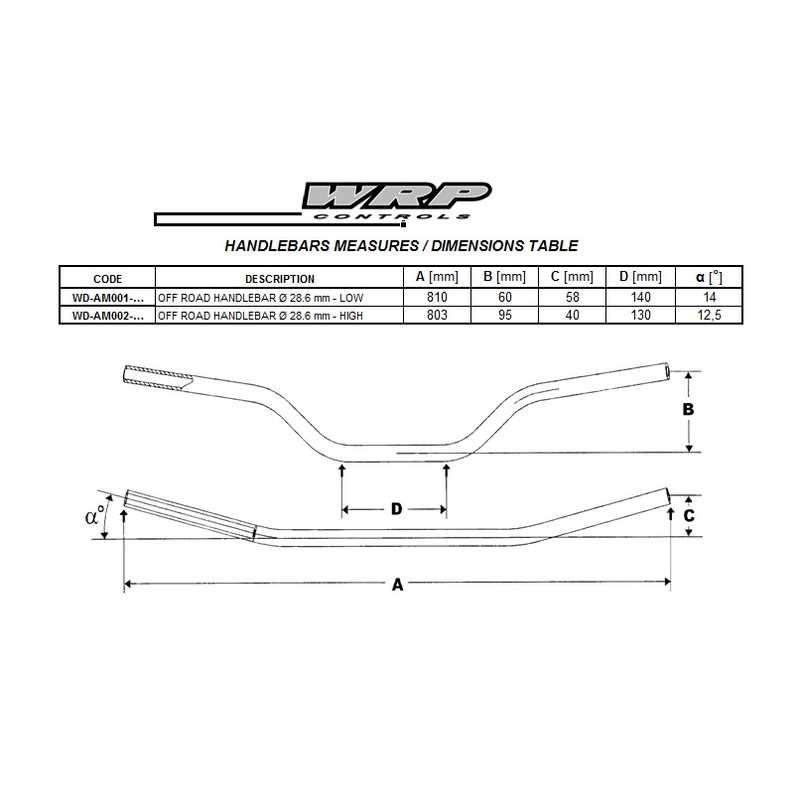 Lenker WRP AMERICA 28,6mm HIGH schwarz