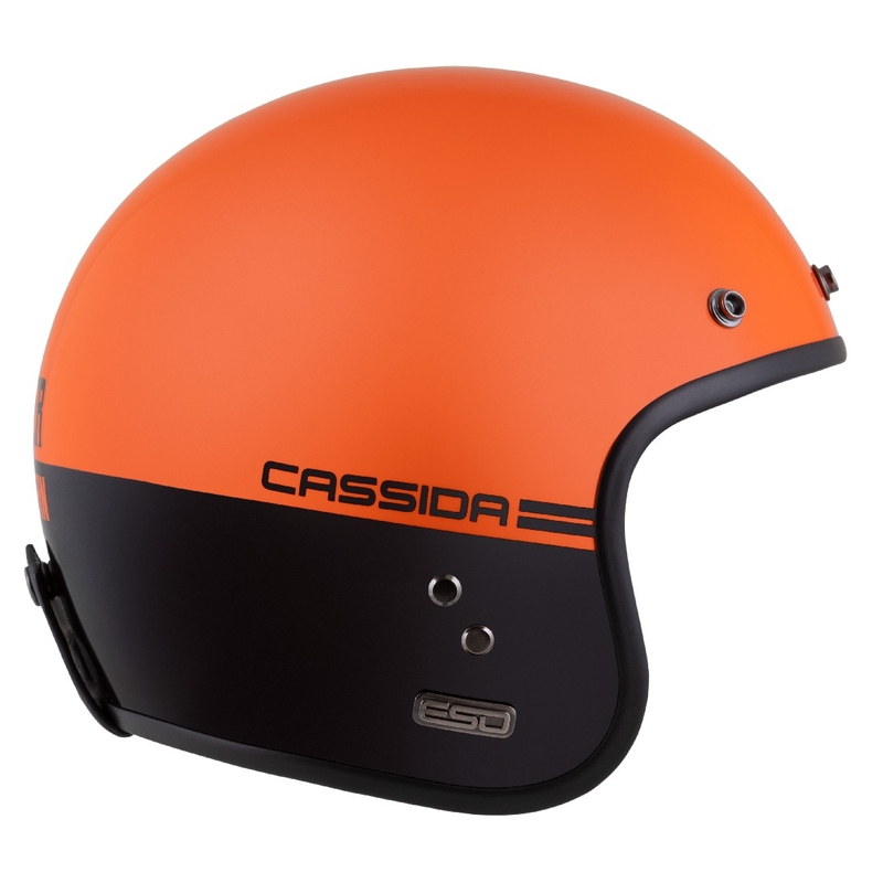 Offener Motorradhelm Cassida Eso Super Hooligan Schwarz-Orange Perle