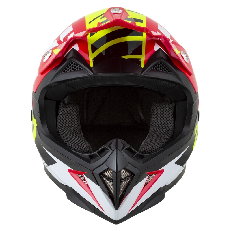 Motorrad-Motocross-Helm ZED X1.9 Targa Rot-Fluo Gelb-Schwarz-Weiß