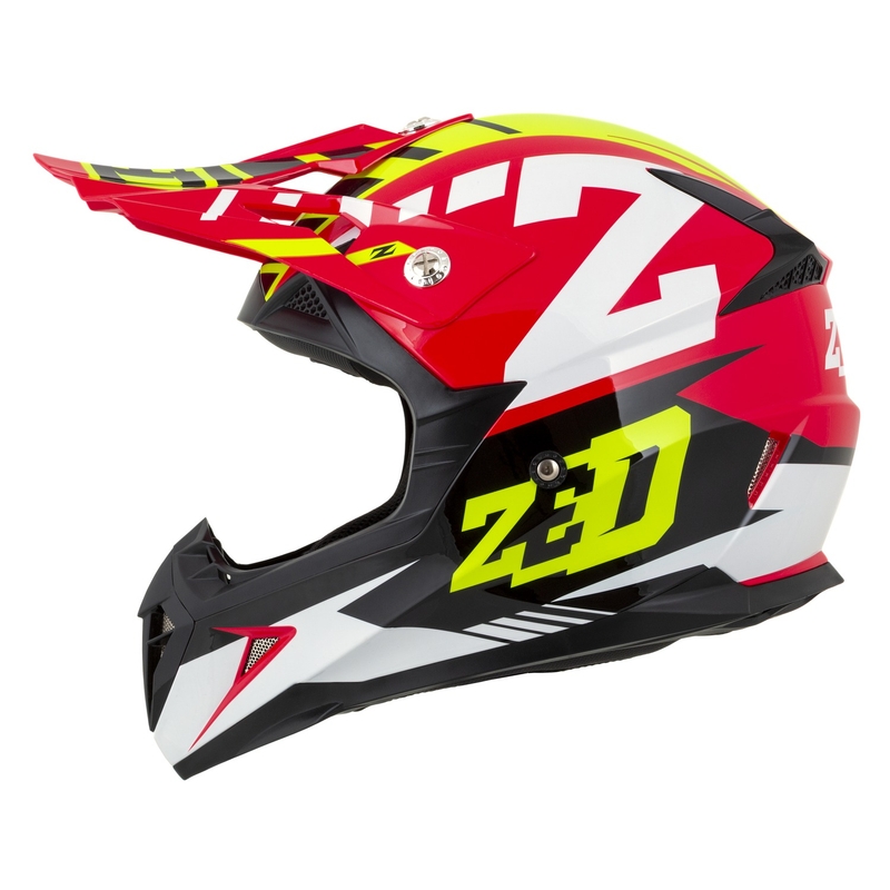 Motorrad-Motocross-Helm ZED X1.9 Targa Rot-Fluo Gelb-Schwarz-Weiß