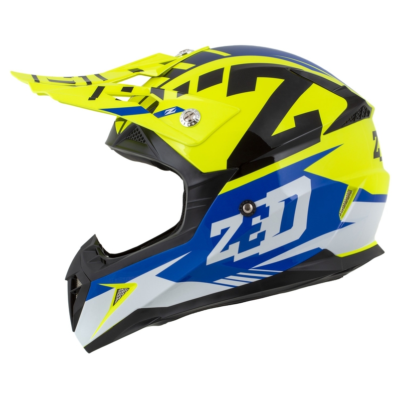 Motorrad-Motocross-Helm ZED X1.9 Targa fluo gelb-blau-schwarz-weiß