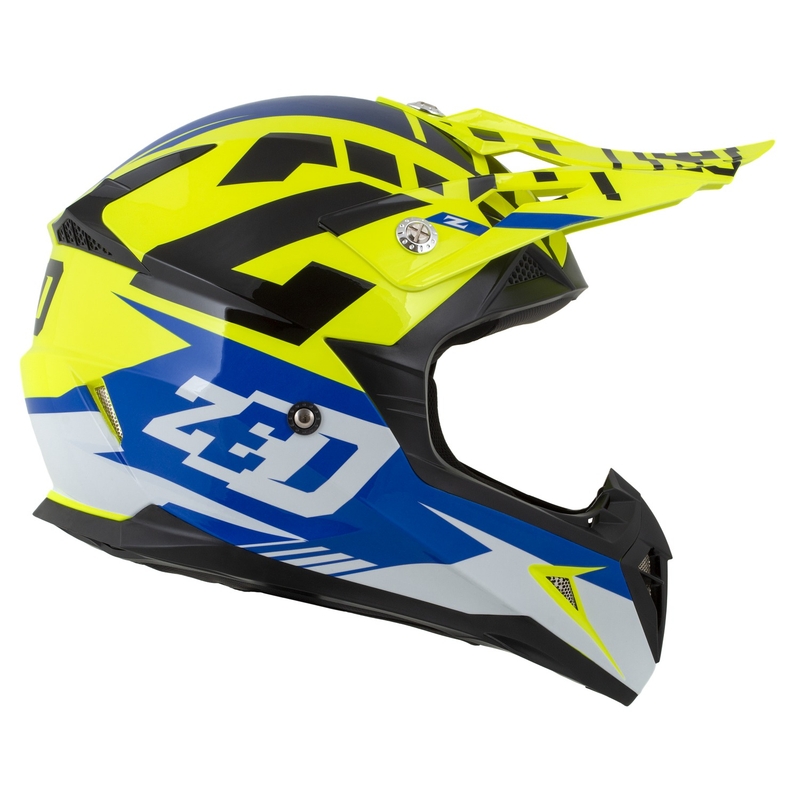 Motorrad-Motocross-Helm ZED X1.9 Targa fluo gelb-blau-schwarz-weiß