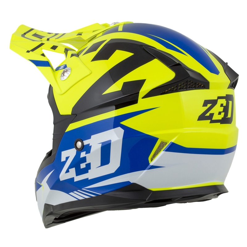 Motorrad-Motocross-Helm ZED X1.9 Targa fluo gelb-blau-schwarz-weiß