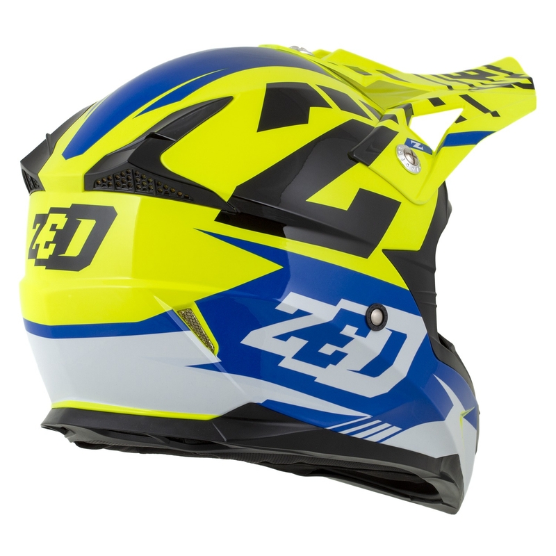 Motorrad-Motocross-Helm ZED X1.9 Targa fluo gelb-blau-schwarz-weiß