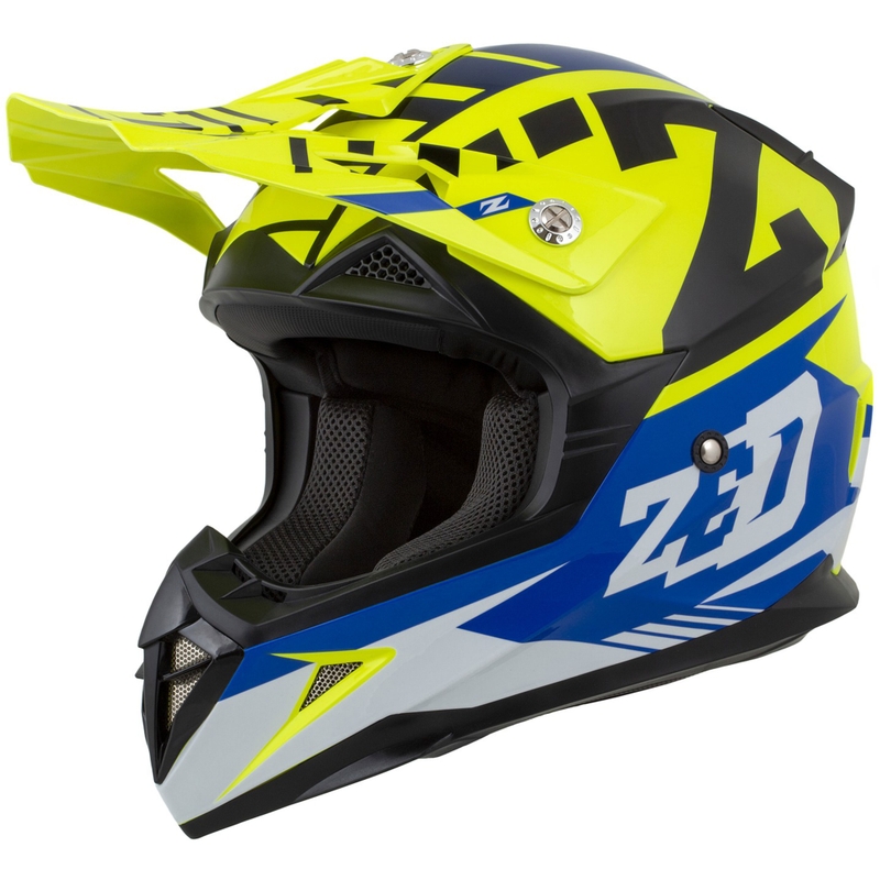 Motorrad-Motocross-Helm ZED X1.9 Targa fluo gelb-blau-schwarz-weiß