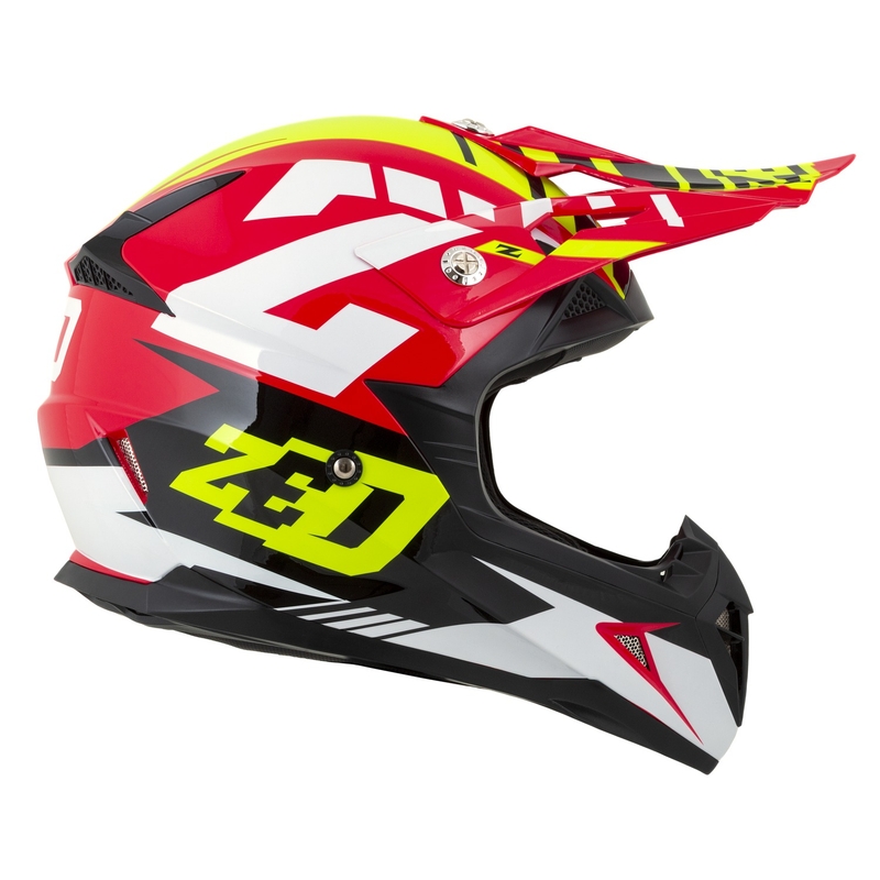 ZED X1.9D Targa Kinder Motocross Motorradhelm Rot-Fluo Gelb-Schwarz-Weiß