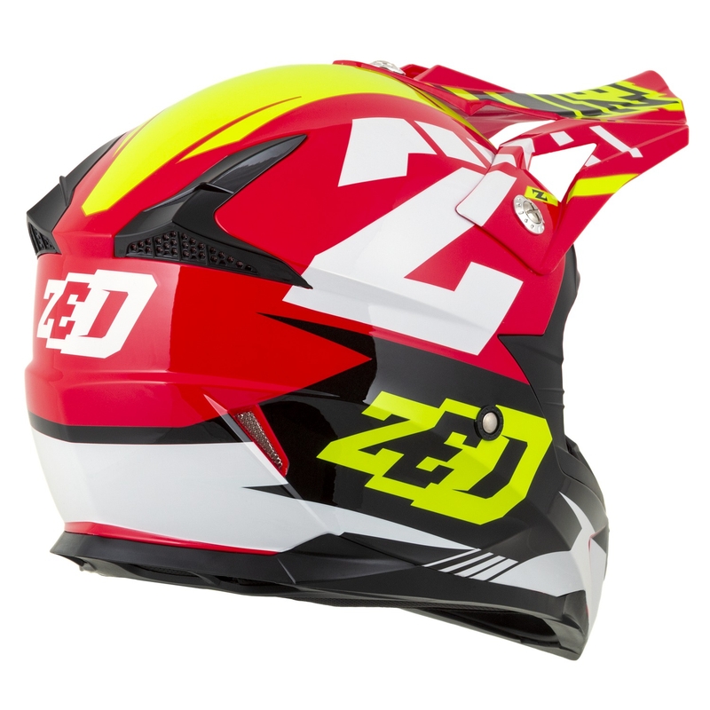 ZED X1.9D Targa Kinder Motocross Motorradhelm Rot-Fluo Gelb-Schwarz-Weiß