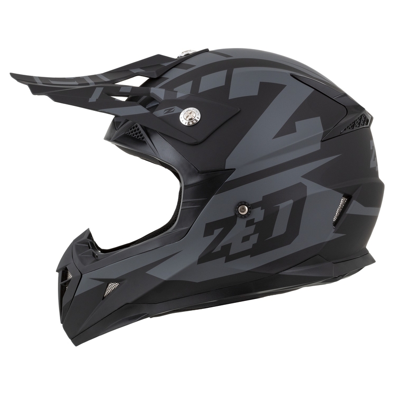 ZED X1.9D Targa Motocross-Motorradhelm für Kinder, Mattgrau-Schwarz