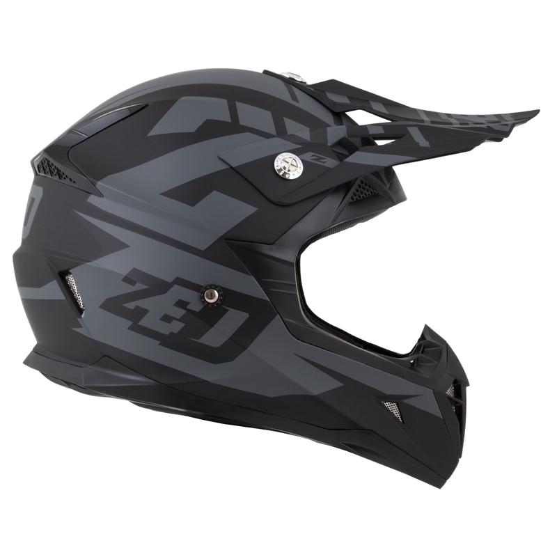 ZED X1.9D Targa Motocross-Motorradhelm für Kinder, Mattgrau-Schwarz