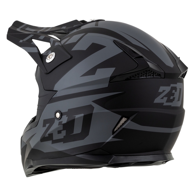 ZED X1.9D Targa Motocross-Motorradhelm für Kinder, Mattgrau-Schwarz