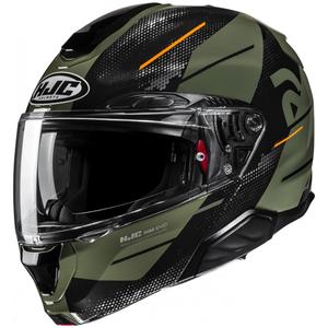 Klappbarer Motorradhelm HJC RPHA 91 Blat MC7 Khakigrün-Schwarz