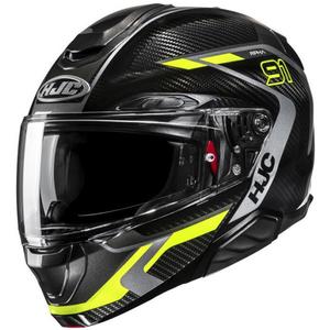 Klapphelm für Motorradfahrer HJC RPHA 91 CARBON Lagos MC3H schwarz-fluogelb