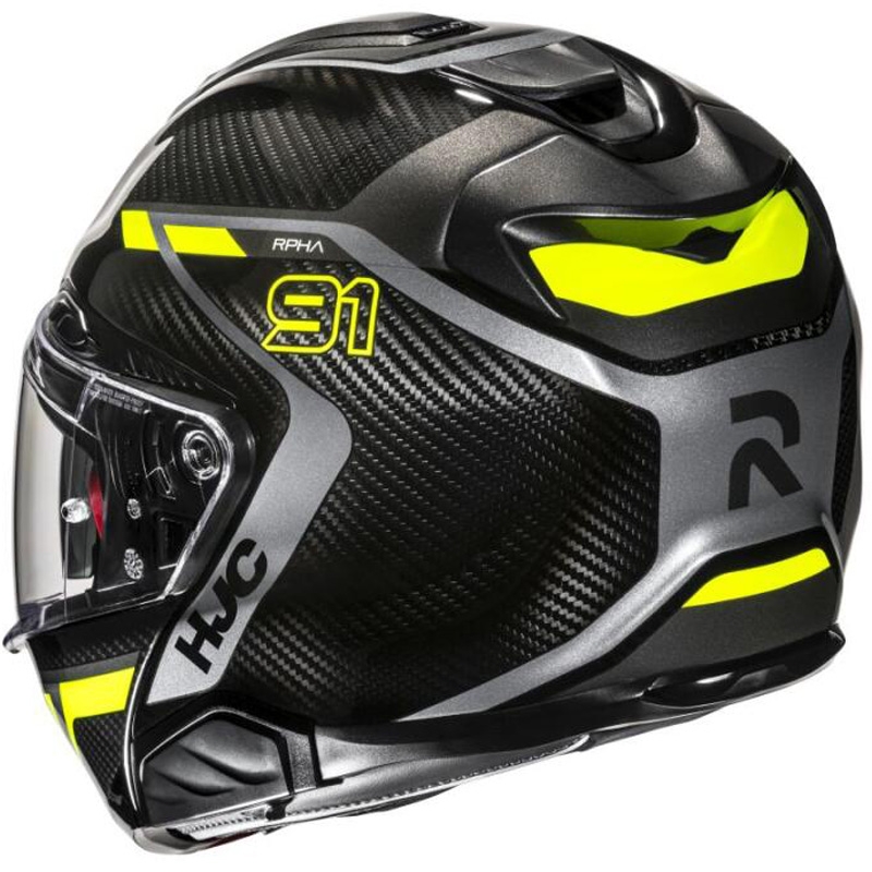Klapphelm für Motorradfahrer HJC RPHA 91 CARBON Lagos MC3H schwarz-fluogelb
