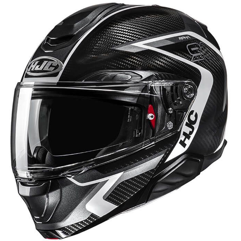 Klapp-Motorradhelm HJC RPHA 91 CARBON Lagos MC5 schwarz-grau