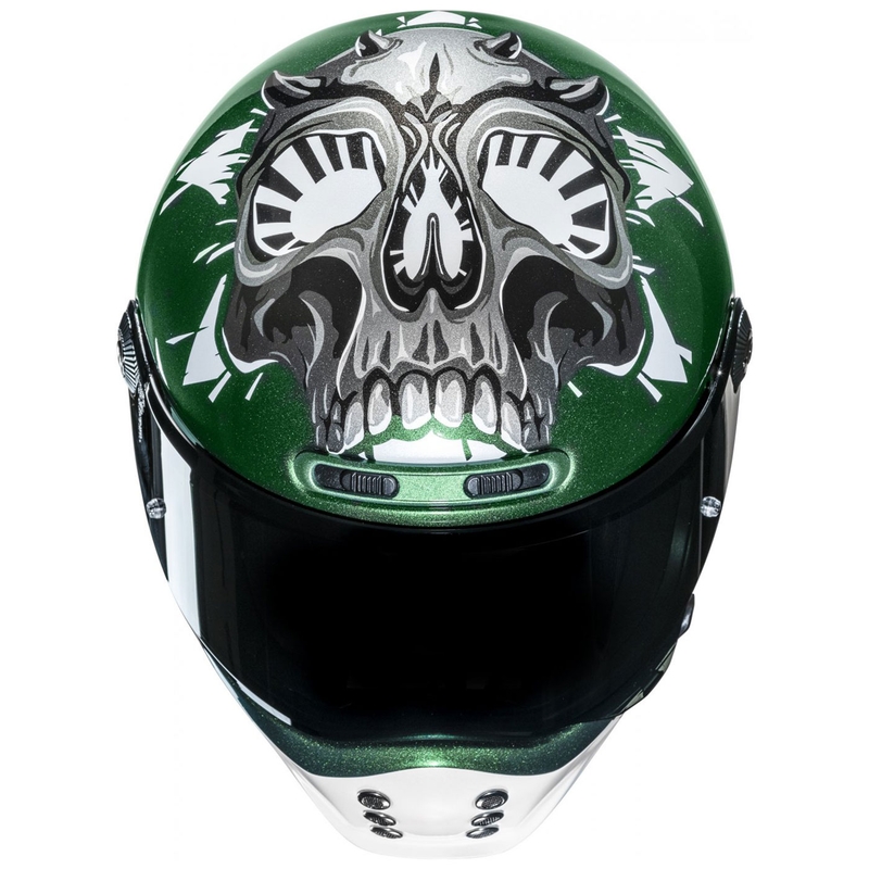 Integrierter Motorradhelm HJC V10 Crania MC4 grün-weiß
