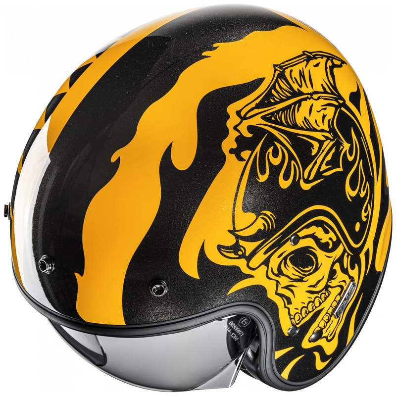 Offener Motorradhelm HJC V31 Flame MC3 gelb-schwarz