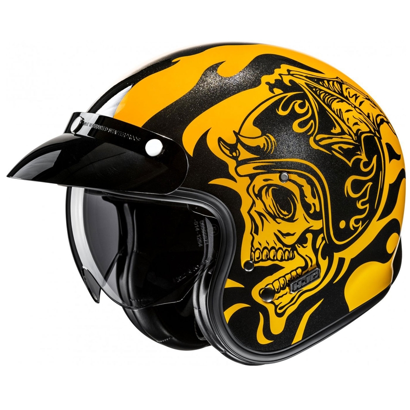 Offener Motorradhelm HJC V31 Flame MC3 gelb-schwarz