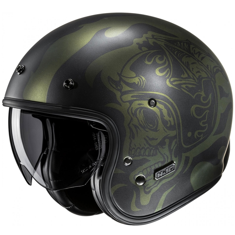 Offener Motorradhelm HJC V31 Flame MC4SF schwarz-grün