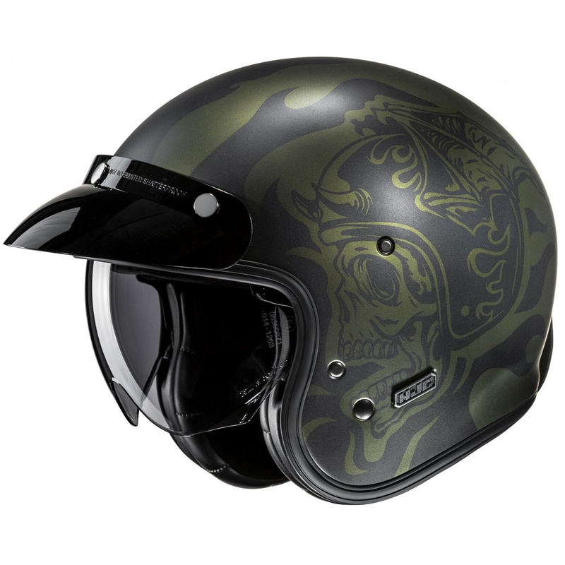 Offener Motorradhelm HJC V31 Flame MC4SF schwarz-grün