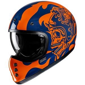 Integrierter Motorradhelm HJC V60 Flame MC27 orange-blau