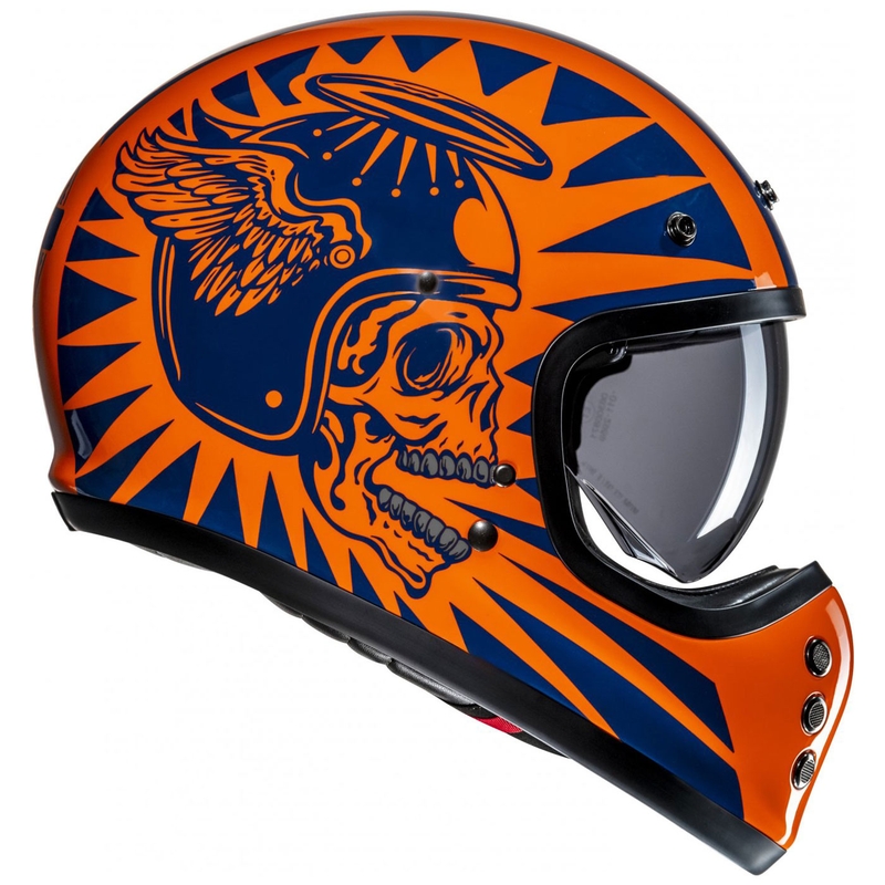 HJC V60 Flame MC27 Integralhelm Motorrad orange-blau