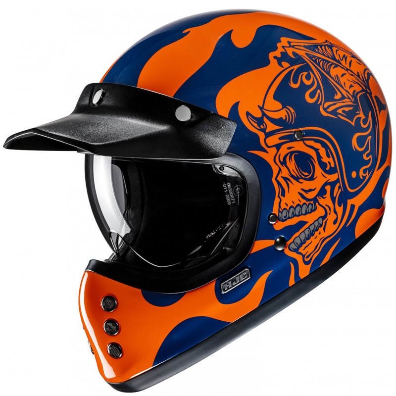 HJC V60 Flame MC27 Integralhelm Motorrad orange-blau