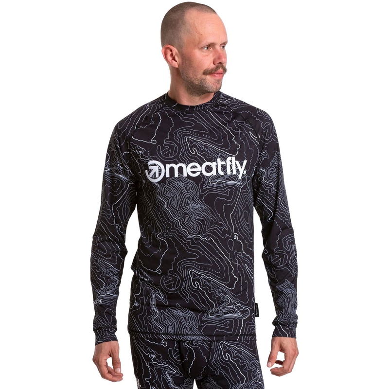 Herren-Thermo-T-Shirt Meatfly Avery schwarz-weiß