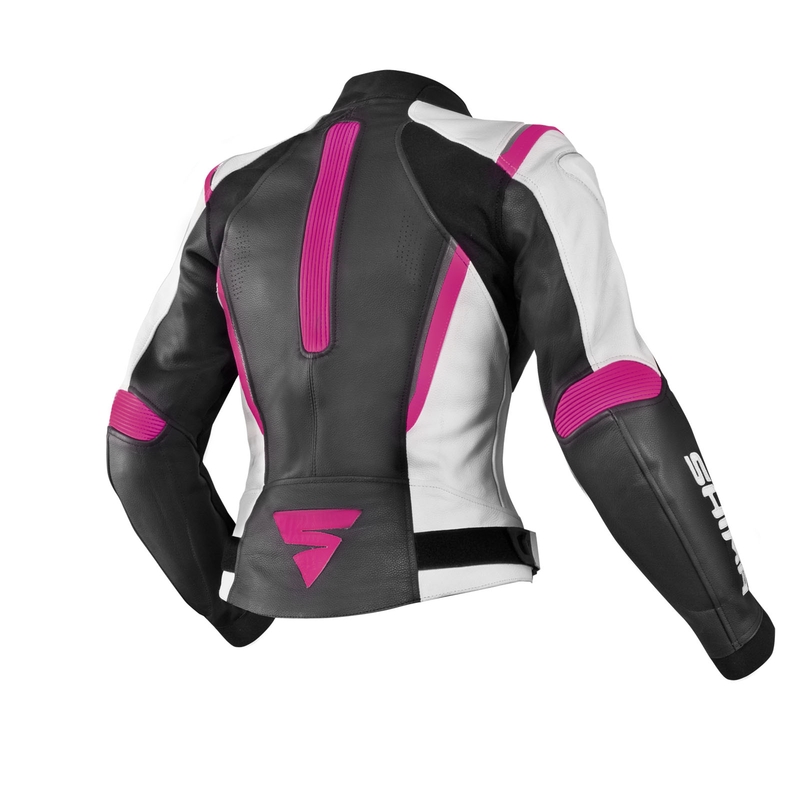 Frauen Shima Miura Schwarz-Weiß-Fuchsia Motorradjacke Ausverkauf