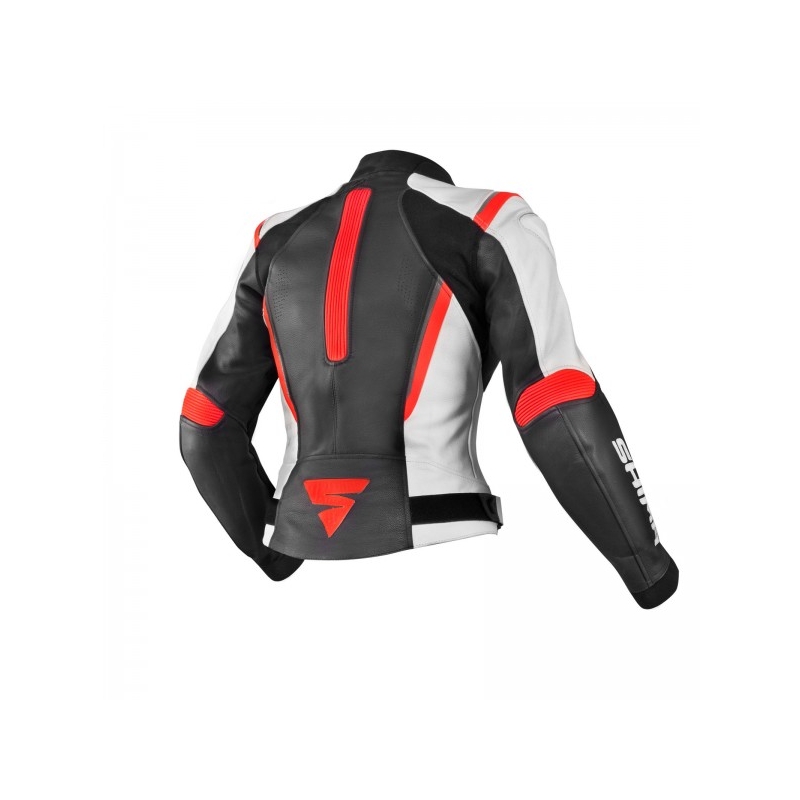 Frauen Shima Miura Schwarz-Weiß-Fluo Rot Motorradjacke Ausverkauf