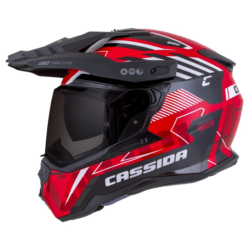 Enduro-Helm Cassida Road Runner TechniX rot-schwarz-weiß-grau