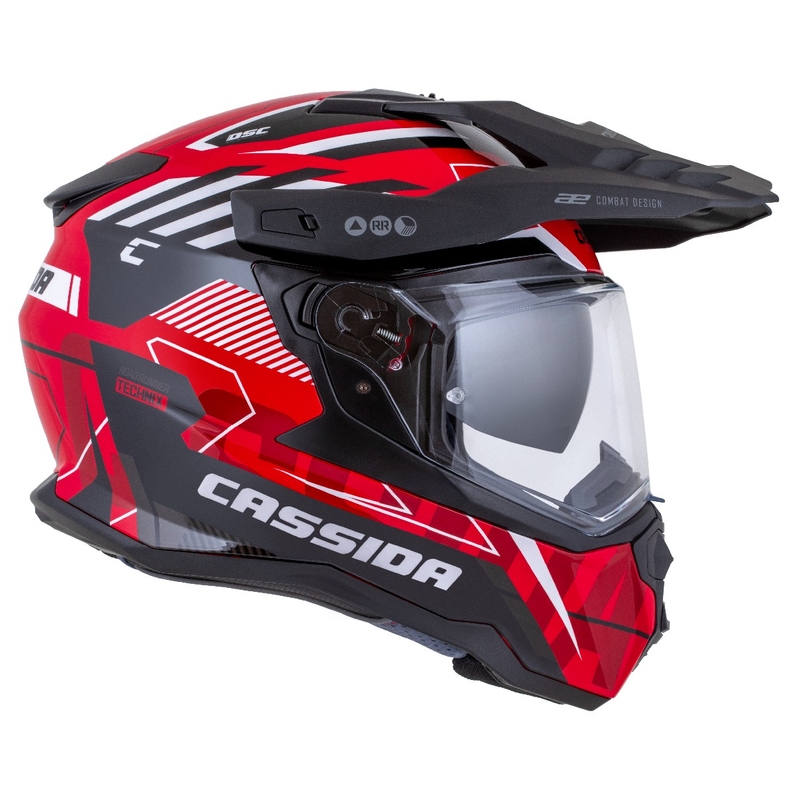 Enduro-Helm Cassida Road Runner TechniX rot-schwarz-weiß-grau
