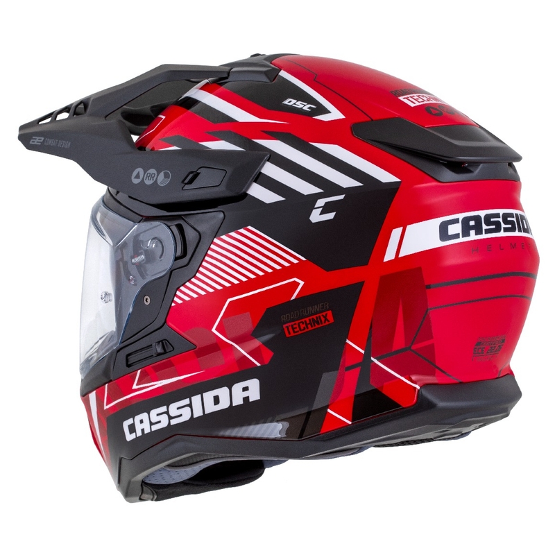 Enduro-Helm Cassida Road Runner TechniX rot-schwarz-weiß-grau