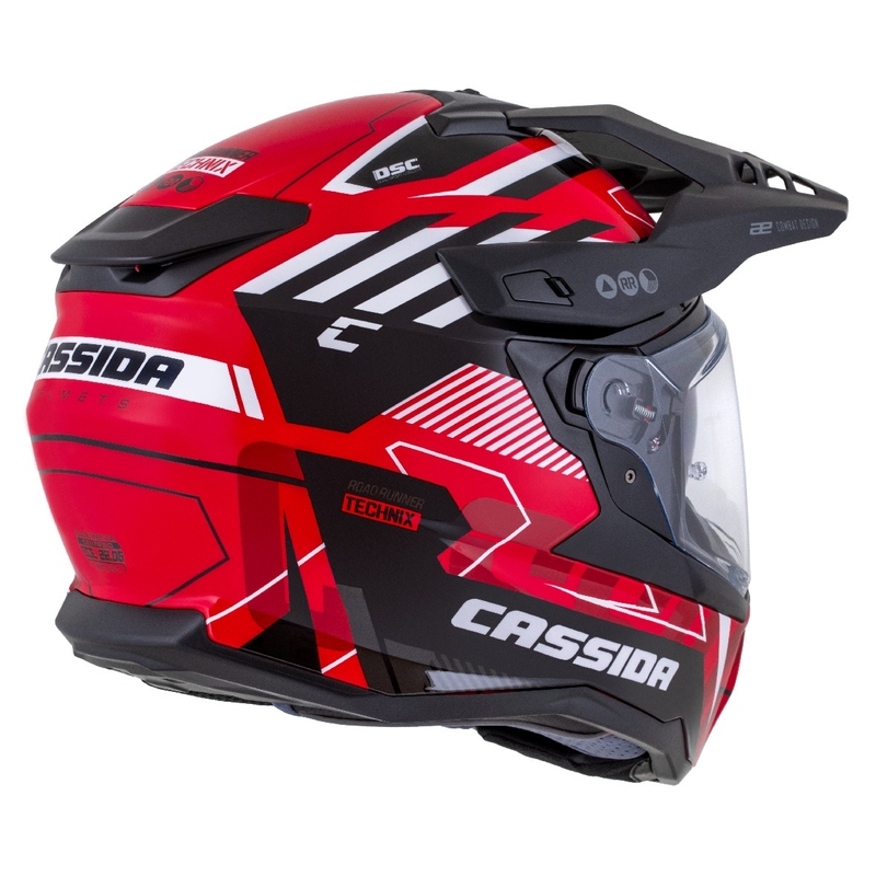 Enduro-Helm Cassida Road Runner TechniX rot-schwarz-weiß-grau