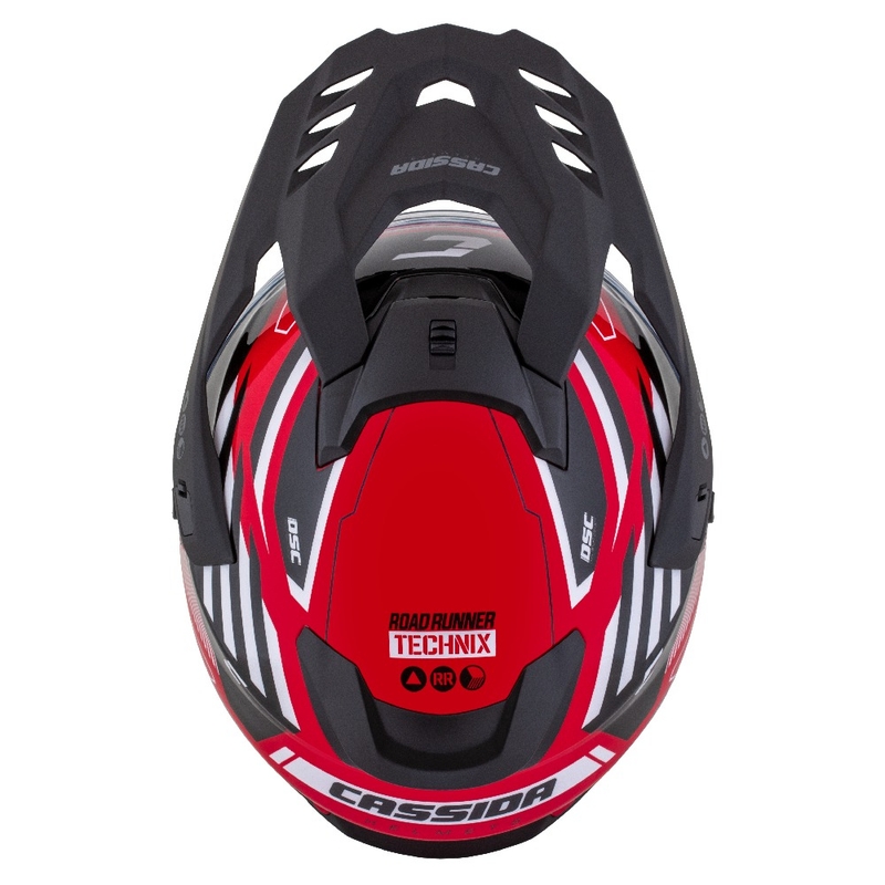 Enduro-Helm Cassida Road Runner TechniX rot-schwarz-weiß-grau