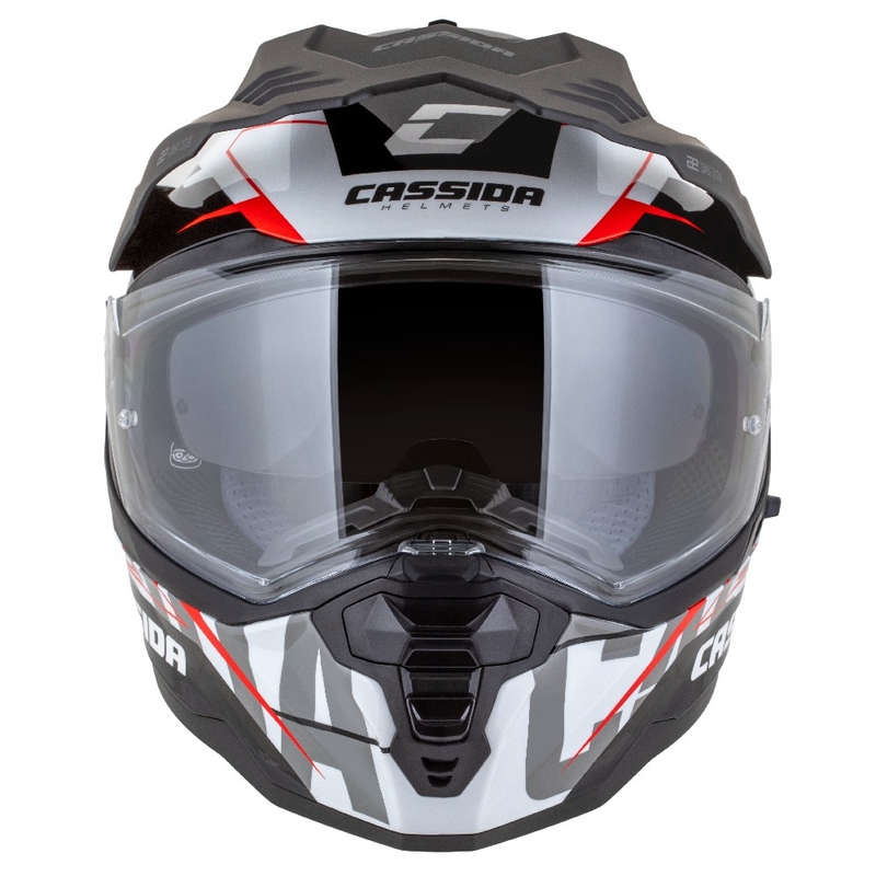 Endurohelm Cassida Road Runner TechniX weiß-schwarz-rot-grau