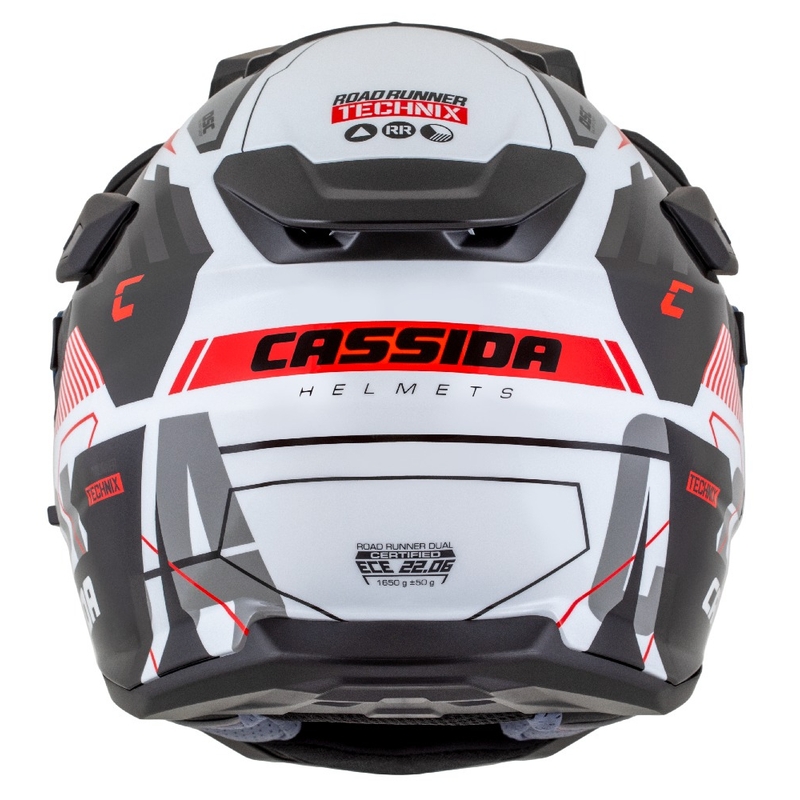 Endurohelm Cassida Road Runner TechniX weiß-schwarz-rot-grau