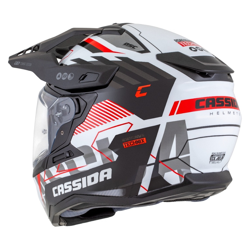 Endurohelm Cassida Road Runner TechniX weiß-schwarz-rot-grau