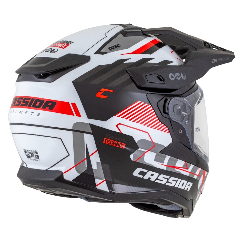 Endurohelm Cassida Road Runner TechniX weiß-schwarz-rot-grau