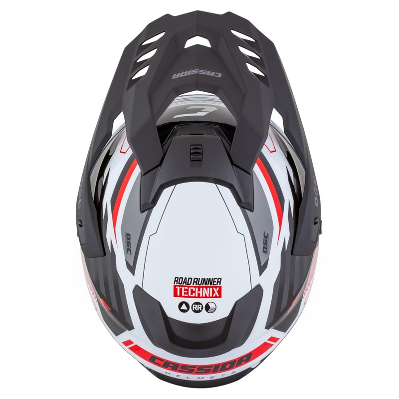 Endurohelm Cassida Road Runner TechniX weiß-schwarz-rot-grau