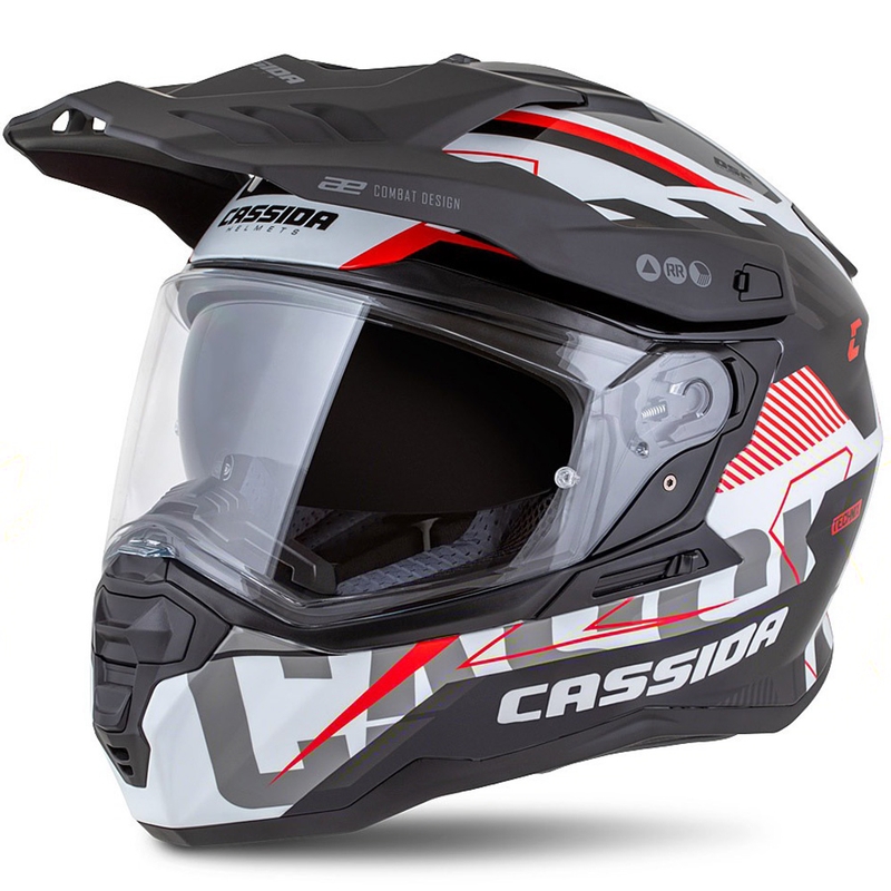Endurohelm Cassida Road Runner TechniX weiß-schwarz-rot-grau